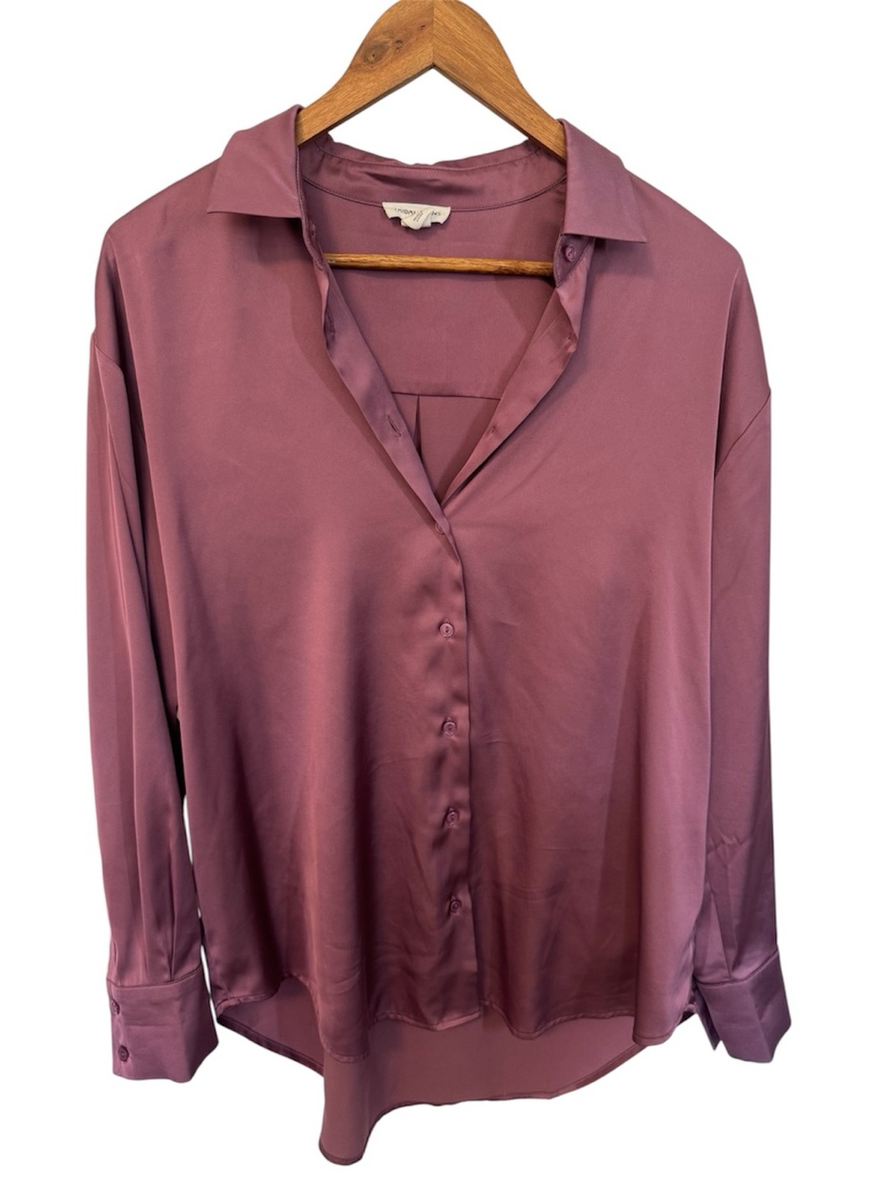 Tribal Jeans Satin Drop Shoulder Mauve Women's Blouse Size Small